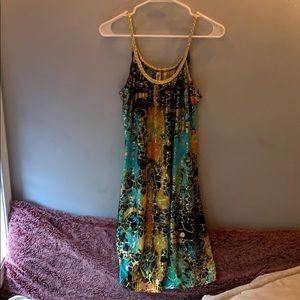Turquoise and gold dress